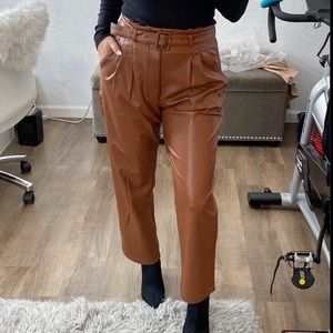 Abercrombie and Fitch brown vegan leather trousers